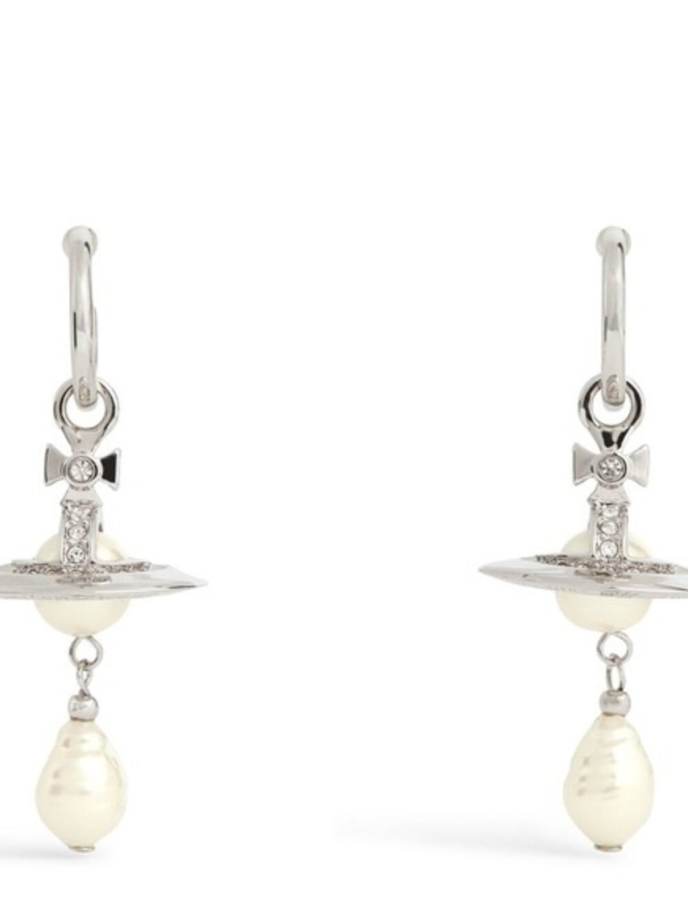 VIVIENNE WESTWOOD Preciosa Crystal and Faux Pearl Aleska Earrings Silver